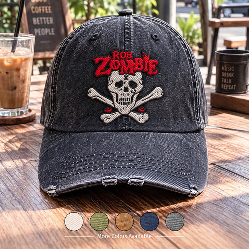 RZO Skull Crossbones Denim Cap