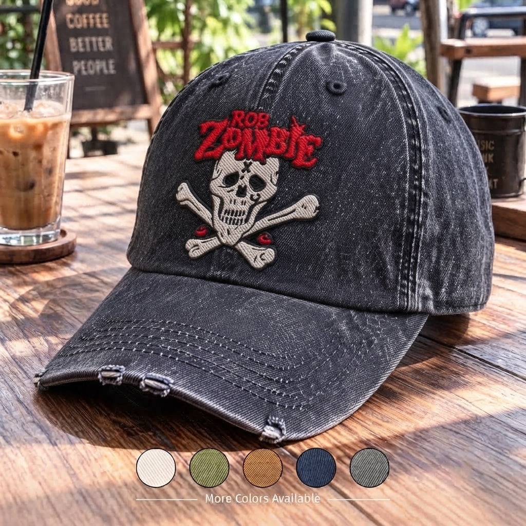 RZO Skull Crossbones Denim Cap