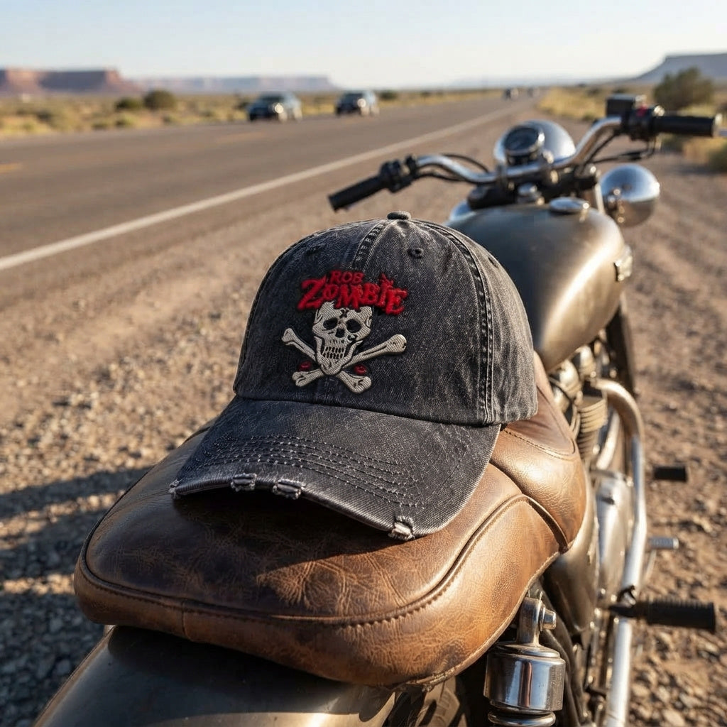 RZO Skull Crossbones Denim Cap