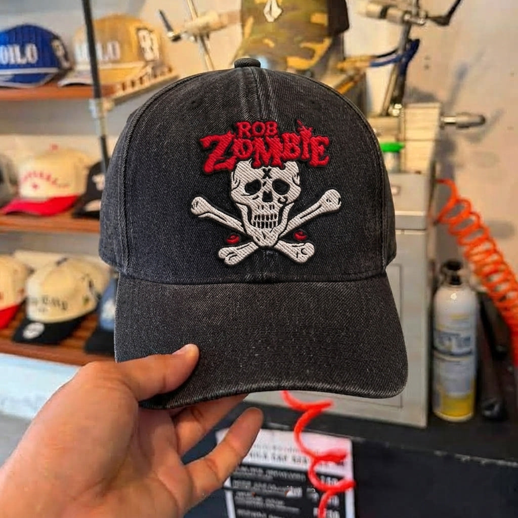 RZO Skull Crossbones Denim Cap