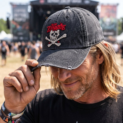 RZO Skull Crossbones Denim Cap