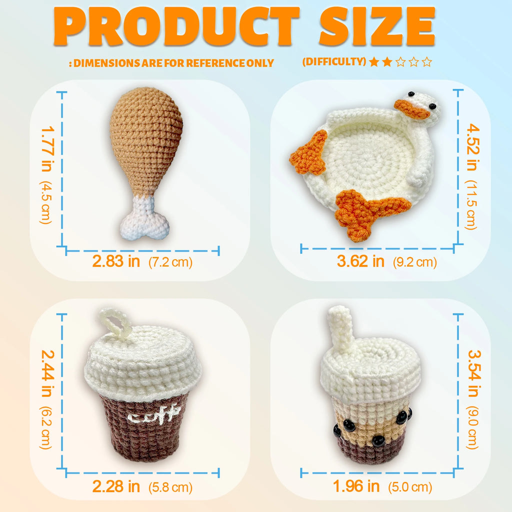 YAMAXIN Food Theme Crochet Kit for Beginners - Easy DIY Craft Tool Set Knitting Arts & Crafts Project