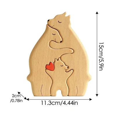 Bear Family Theme Wooden Art Puzzle Wooden Sculpture DIY Cute Family Member of Bears Puzzle Home Desktop Decor Mothers Day Gift
